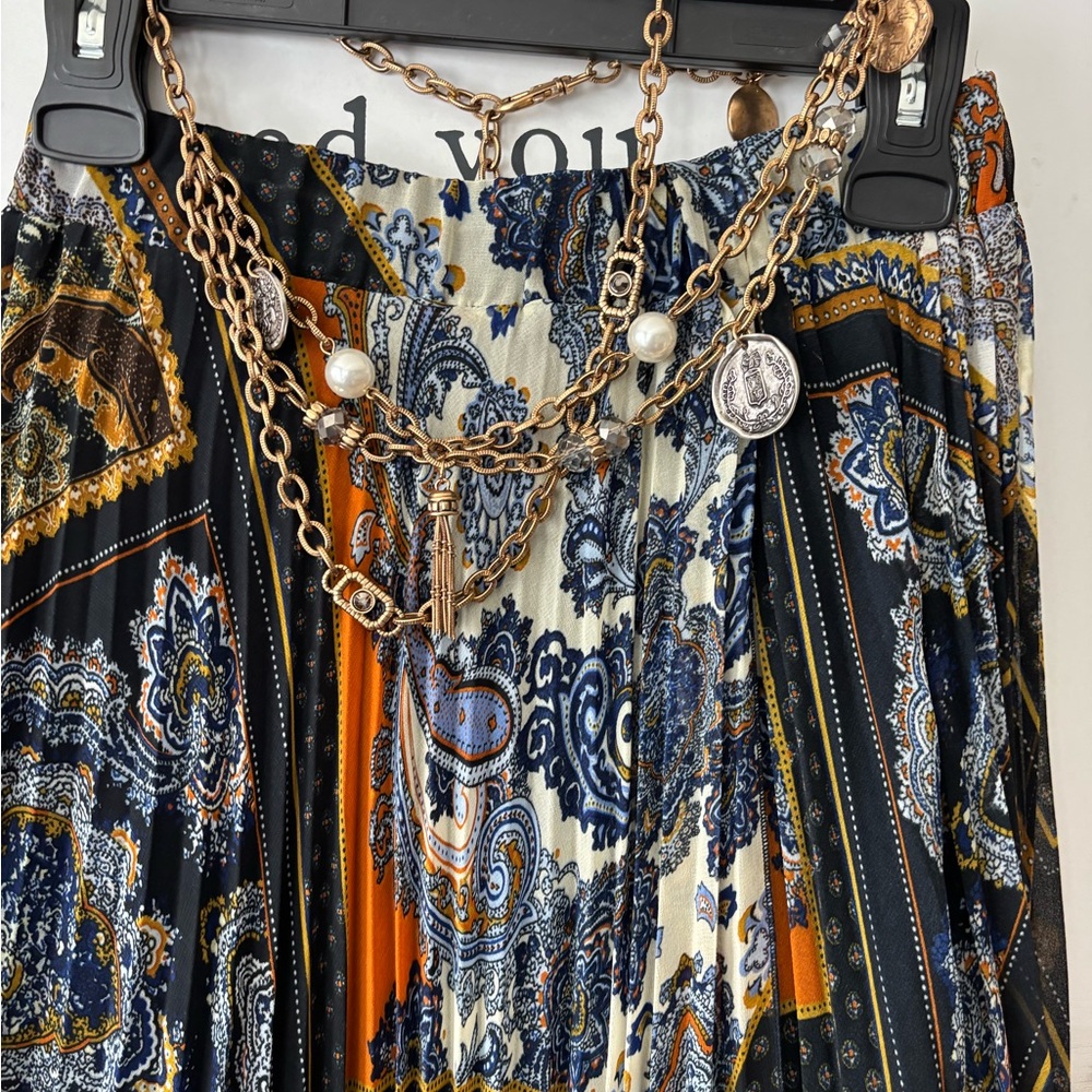 Patchwork Pleated Maxi Skirt. Wrap Design. - image 2